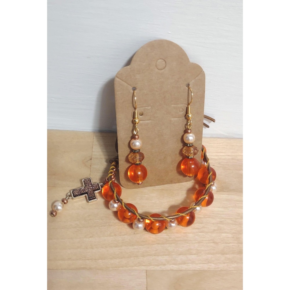 Tangerine Dream: Handcrafted Upcycled Bracelet and Earrings Set